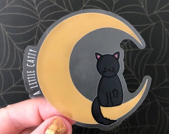 Sassy Cat Sticker | A little catty | Black Cat| Water bottle sticker| Moon | Vinyl Decal | Moon stickers| Phone Case Sticker| Gift