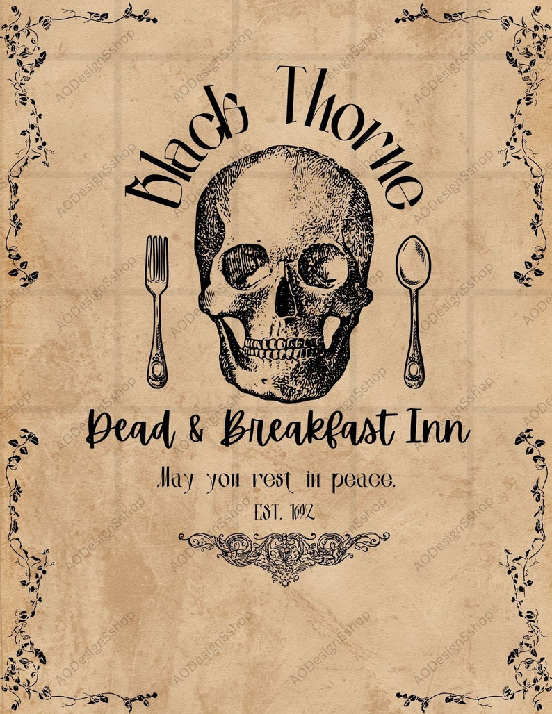Dead and Breakfast Inn Digital Download Halloween Print - Etsy