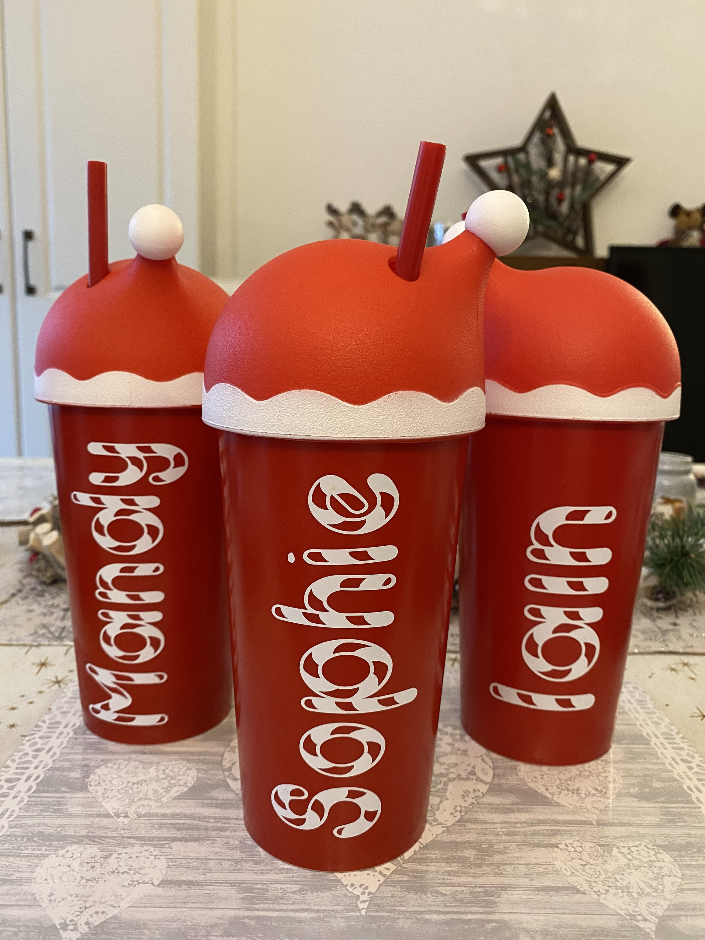 Christmas Personalised Tumbler With Straw 