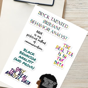 Black Behavior Analyst Glossy Stickers, BCBA RBT, Cultural Pride