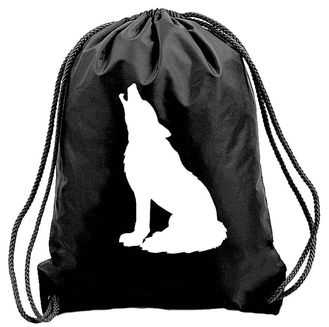 Howling Wolf Drawstring Bag, Animal Bag, Gym Bag, School Bag, Water ...