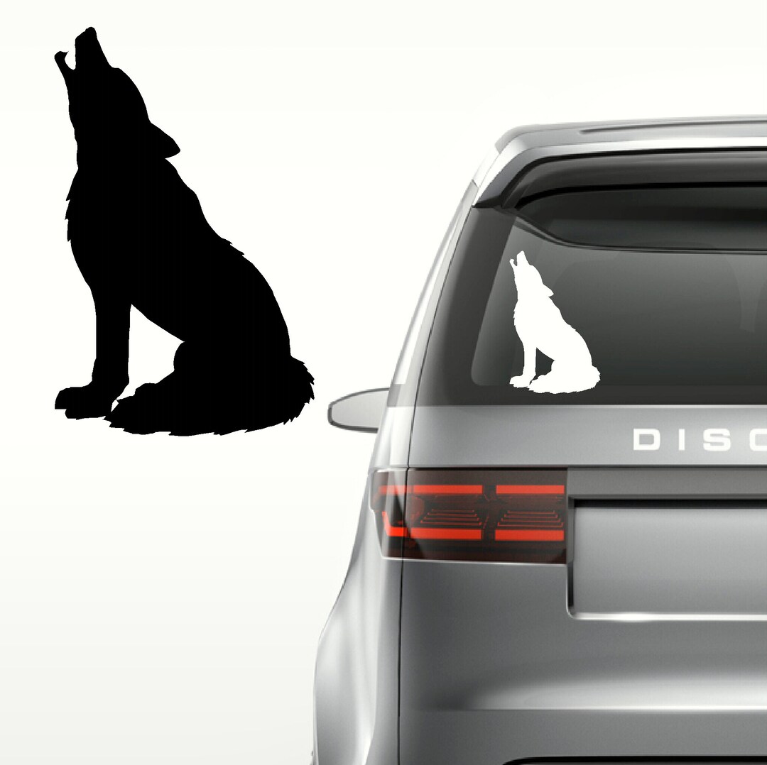 Howling Wolf Car Decal Wolf Car Sticker Window Graphic Etsy