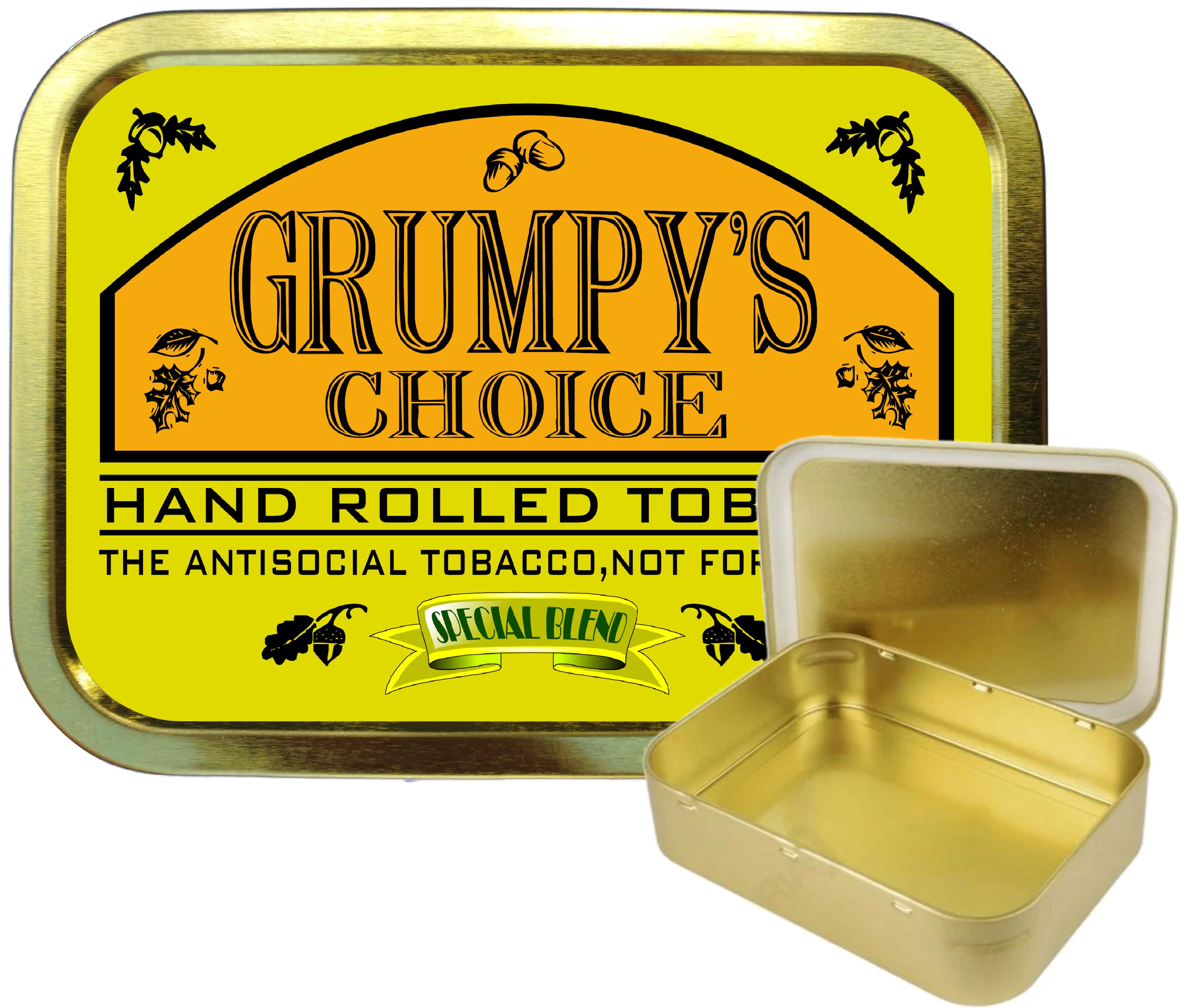 gold tobacco tin Grumpy's Choice 2oz Gold Tobacco tin, Gift Box, Pill Tin, Pocket Tin, Stash  Tin