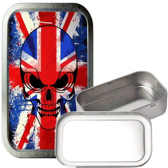 skull tobacco tin Graffiti Skull 1oz Silver Tobacco tin, Gift Box, Pill Tin, Pocket Tin,  Stash Tin
