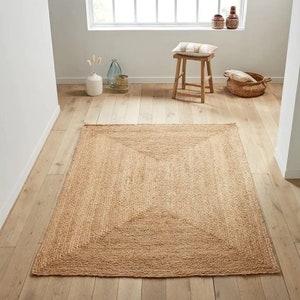Braided Rug | Handmade Jute rug, Eco-Friendly Woven Area , Large Bohemian Carpet for Natural Home Decor