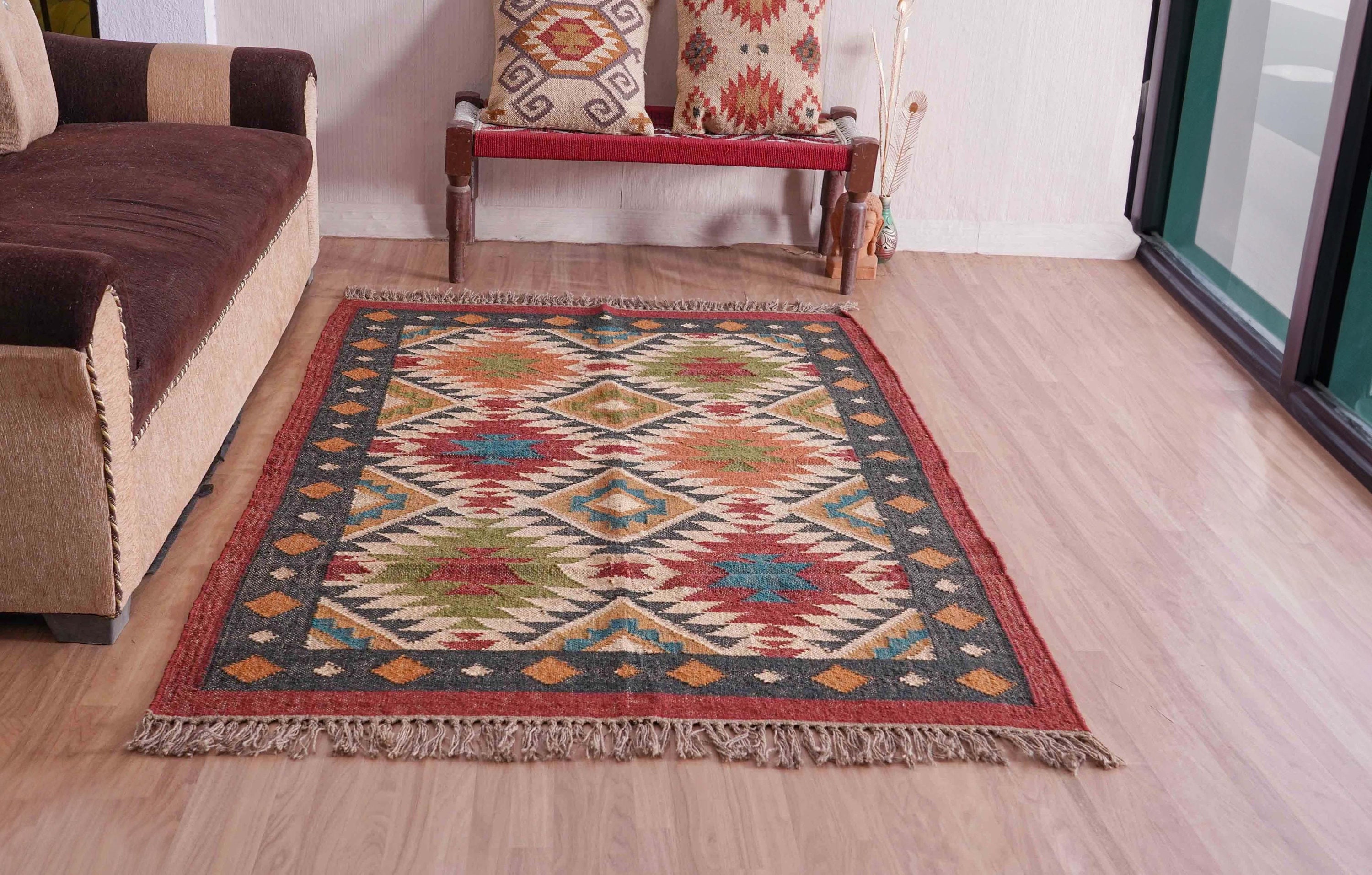 Jute Wool Mexican Rug, Home Decor Eco Friendly Rug, Jute Wool Area Rug
