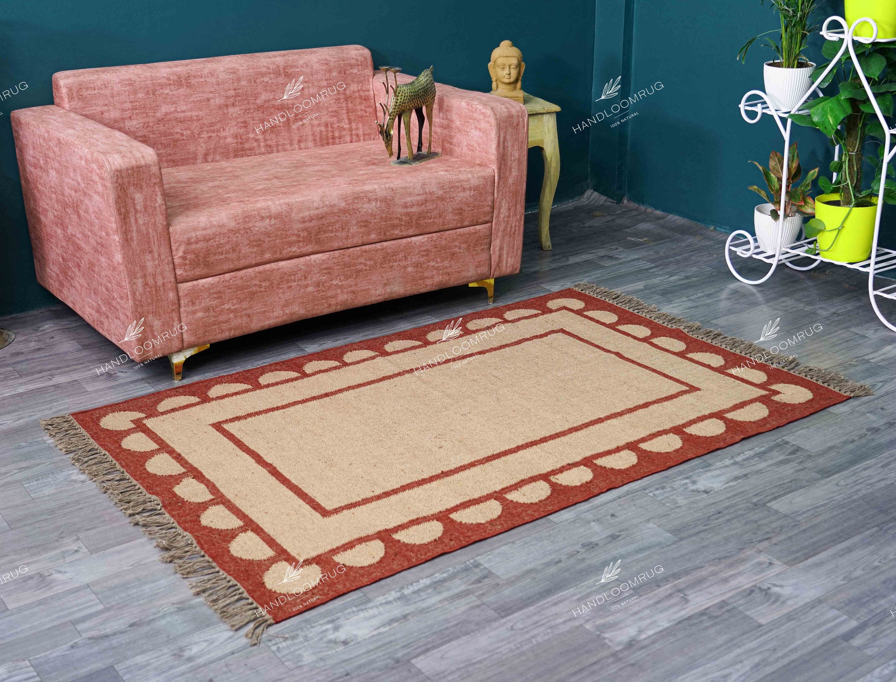 Handwoven Jute Area Rug Custom Natural Fiber Accent Runner