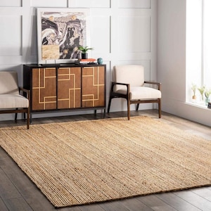 Indian Handmade Solid Natural Jute Braided Rug Custom Size Living Room Rug Warm Vintage Rug Rectangle Jute Carpet Turkish Boho Rug