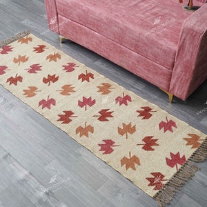 Wool Jute Runner: Multicolor Kilim Dhurrie Rug, Custom Size