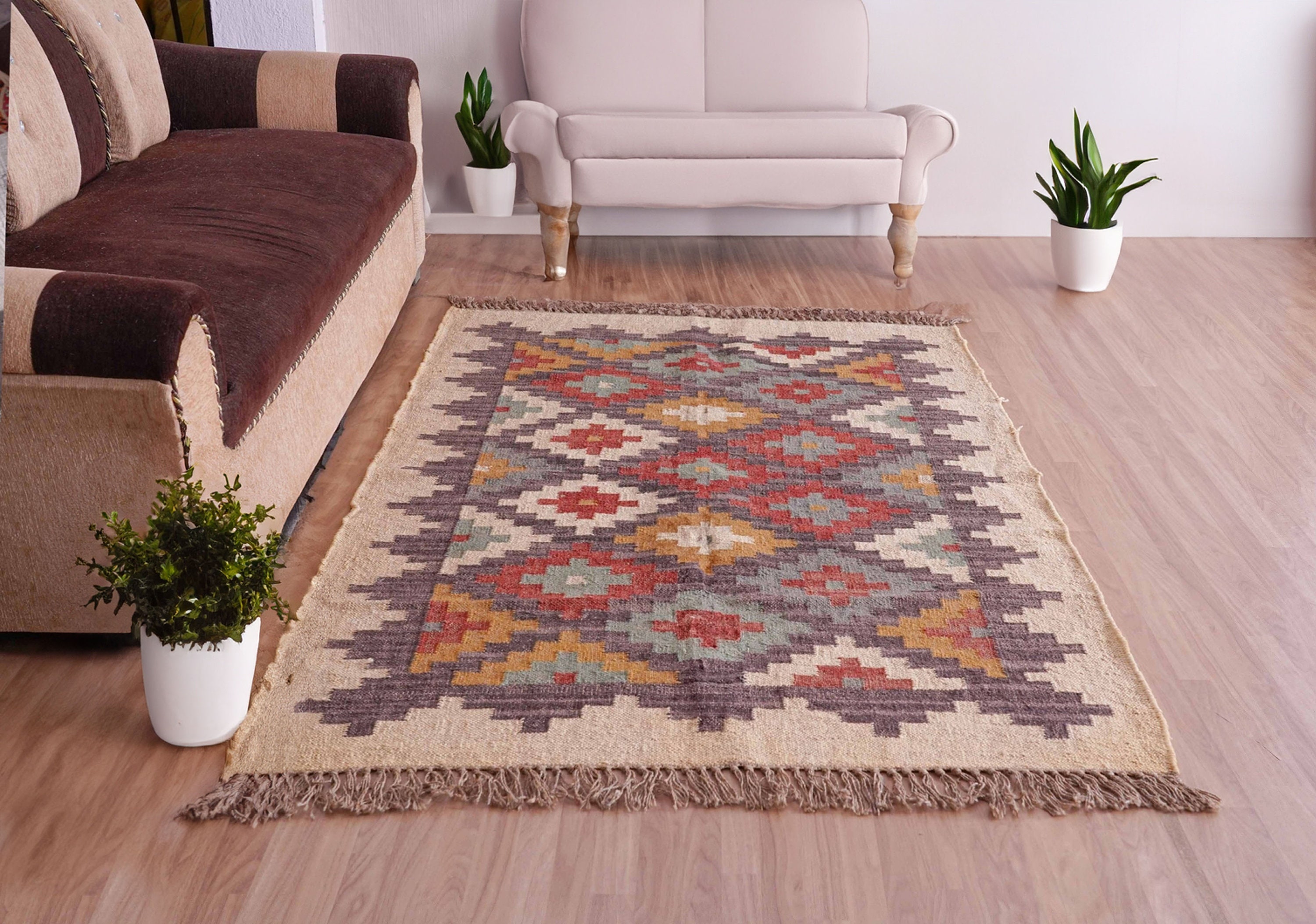 Jute Wool Mexican Rug, Home Decor Eco Friendly Rug, Jute Wool Area Rug