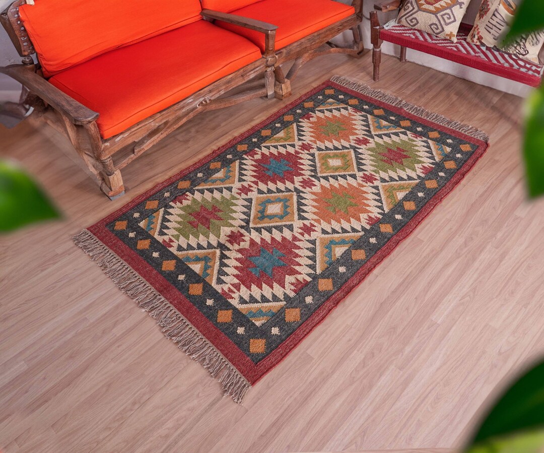 Jute Wool Mexican Rug, Home Decor Eco Friendly Rug, Jute Wool Area Rug