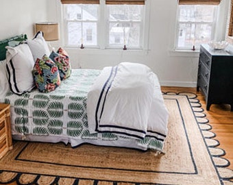 Handmade Scallop Jute Rug: Boho Home Decor Rug