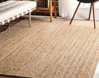 Jute Braided Rug for Living Room: Natural Bohemian Area Rug