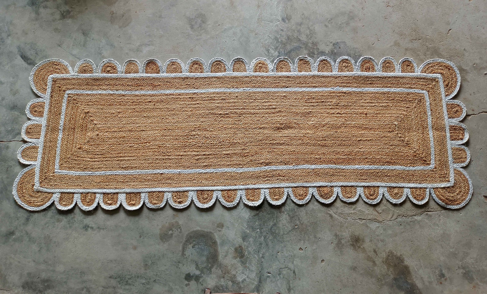 Scalloped Runner Rug Jute Scallop Rug off White Jute Runner Etsy