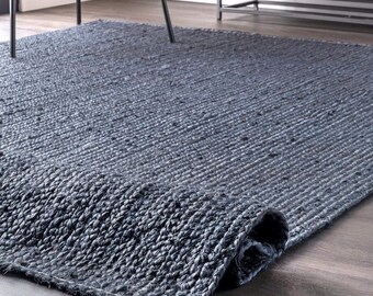 Handmade Braided Jute Rug: Grey Bohemian Area Rug