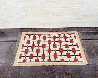 Wool Jute Kilim Rug, Handwoven Area Rug, Kilim Jute Rug, Flatweave Rug, Bohemian Rug, Indian Dhurrie Rug, Navajo Kilim Rug, Custom Rug