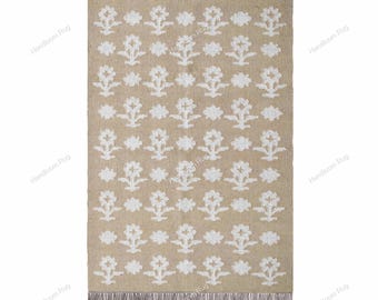 Handmade Wool Jute Kilim Rug: Traditional Indian Dhurrie
