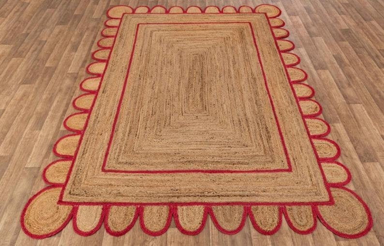 Braided Scalloped Jute Rug Scallop Rug Boho Rug Natural Etsy