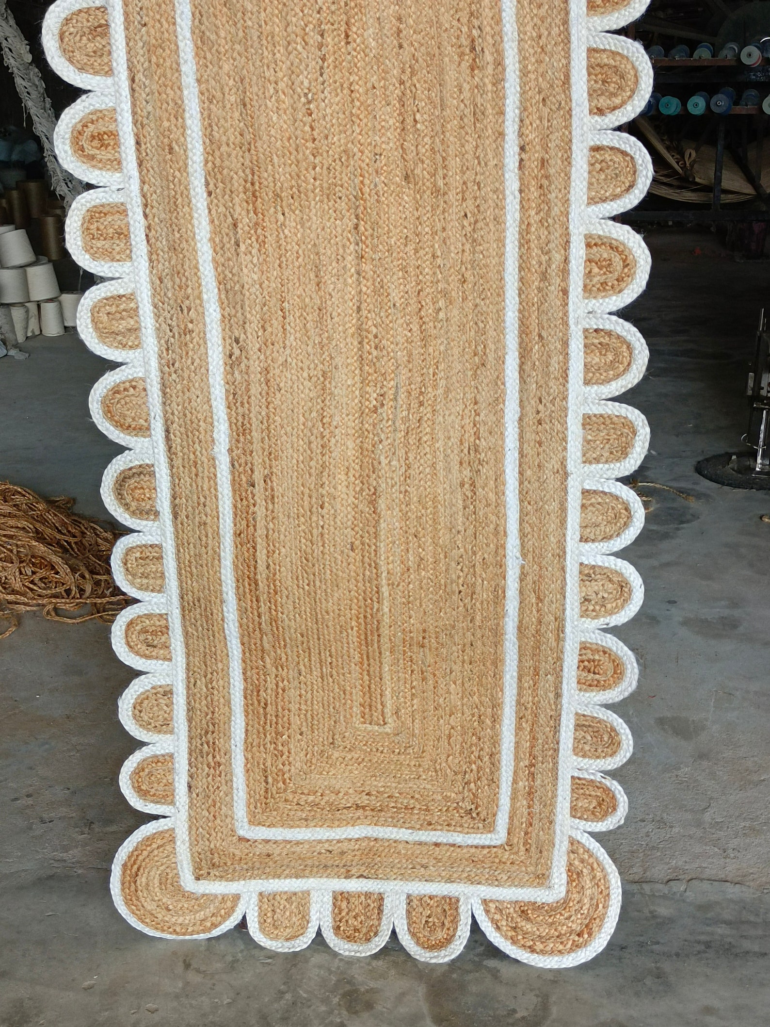 Braided Scalloped Jute Rug Scallop Rug Boho Rug Natural Etsy