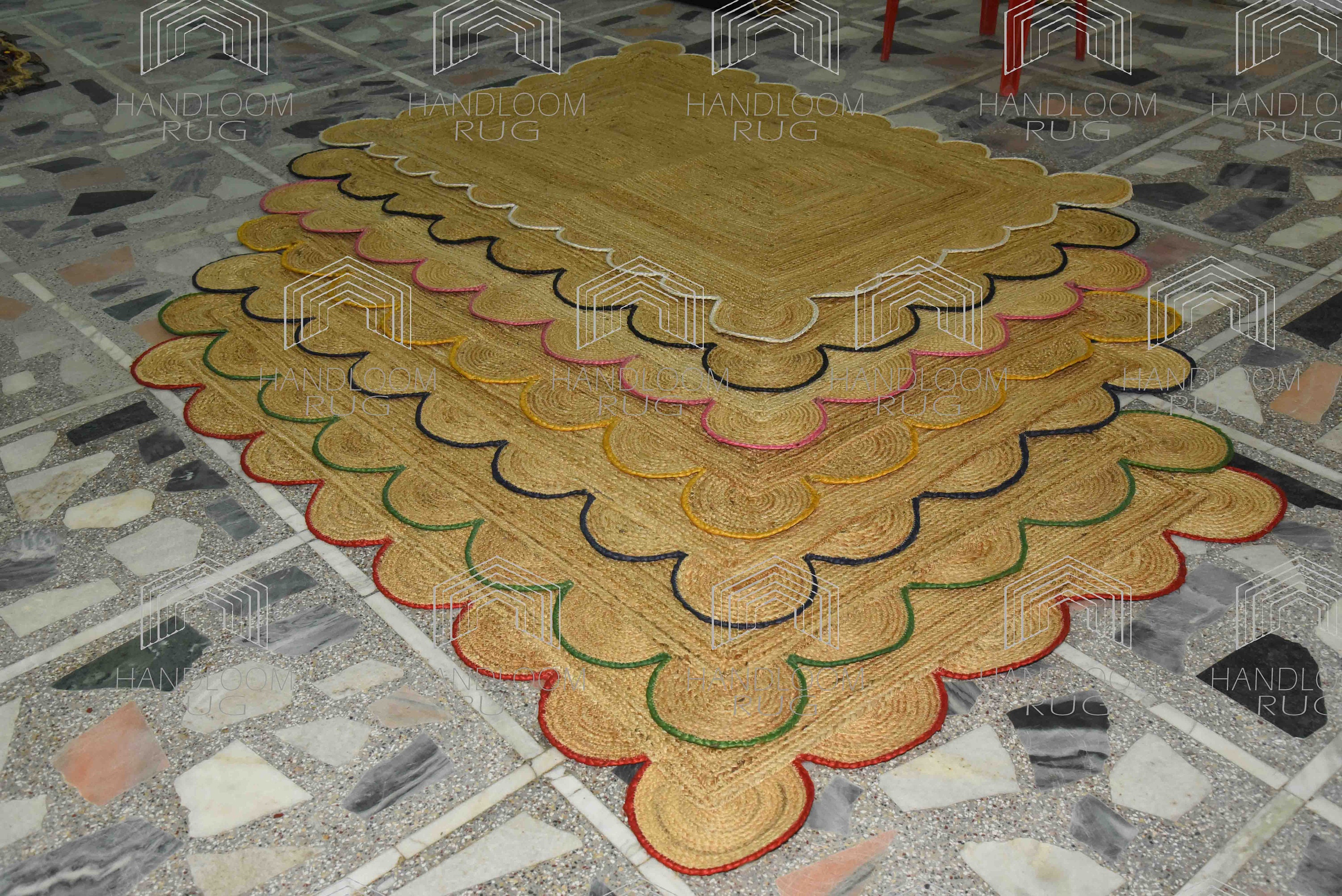 Braided Scalloped Jute Rug Scallop Rug Boho Rug Natural Etsy