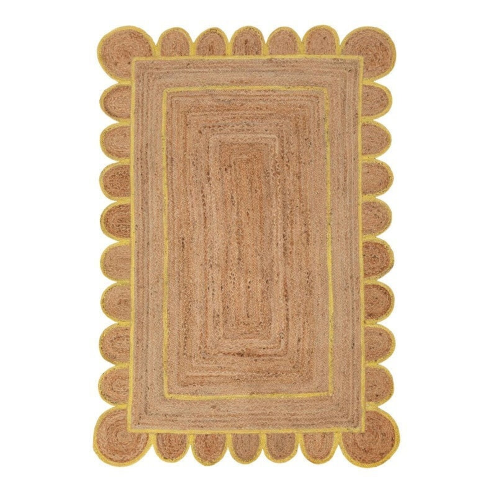 Braided Scalloped Jute Rug Scallop Rug Boho Rug Natural Etsy