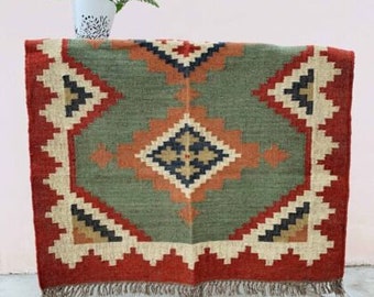 5 By 8 Feet Red Jute Kilim Rug, Bohemian Rug, Carpets, Home Décor Area Rug House Warming Gift, Exclusive Rug