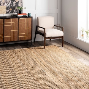 Natural Jute Rug | Handwoven Custom Size Vintage Living Room Rug | Boho Rectangle Carpet & Turkish Runner