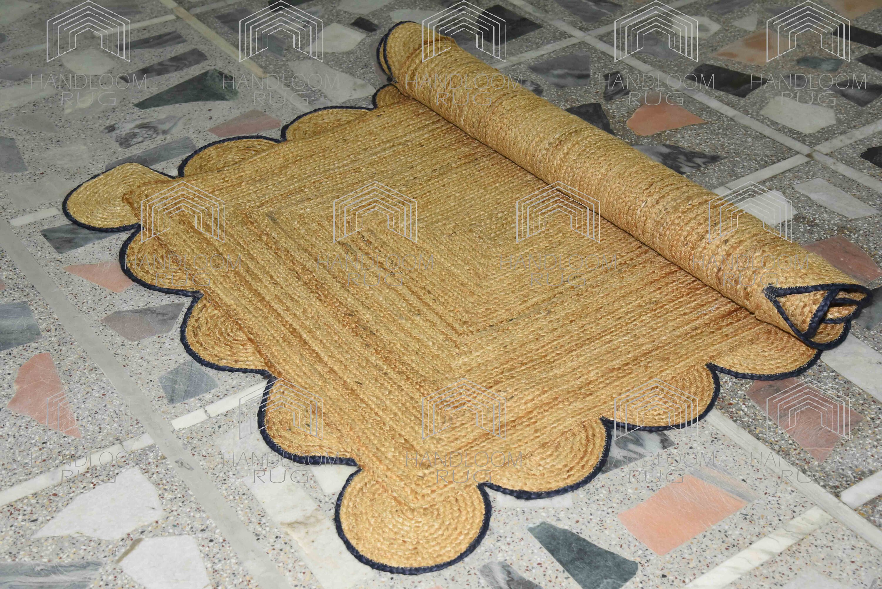 Braided Scalloped Jute Rug Scallop Rug Boho Rug Natural Etsy