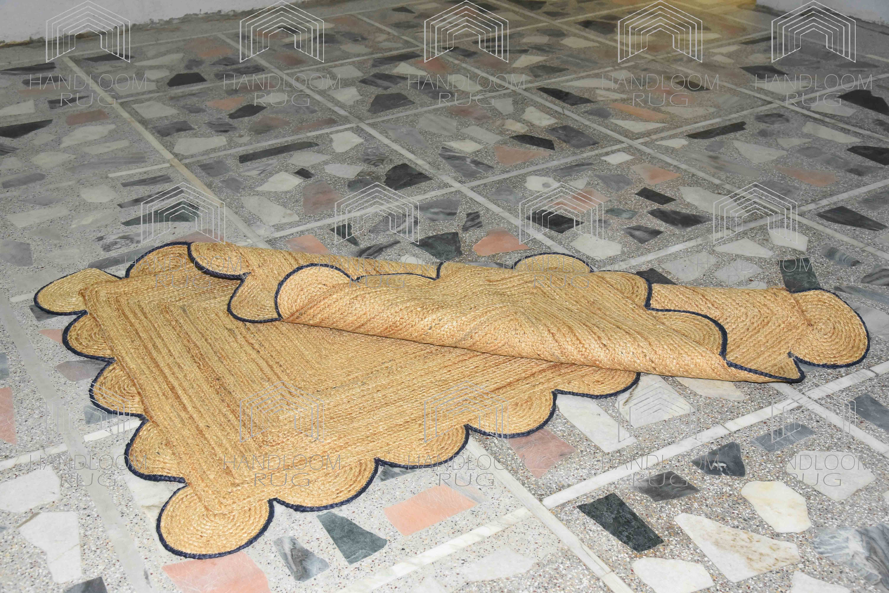 Braided Scalloped Jute Rug Scallop Rug Boho Rug Natural Etsy