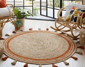 Indian Hand Woven Round Rug Round Yoga Mat Bohemian Round Rug Round Doormat Turkish Rug Living Room Rug Vintage Rug Round Carpet Rustic Rug