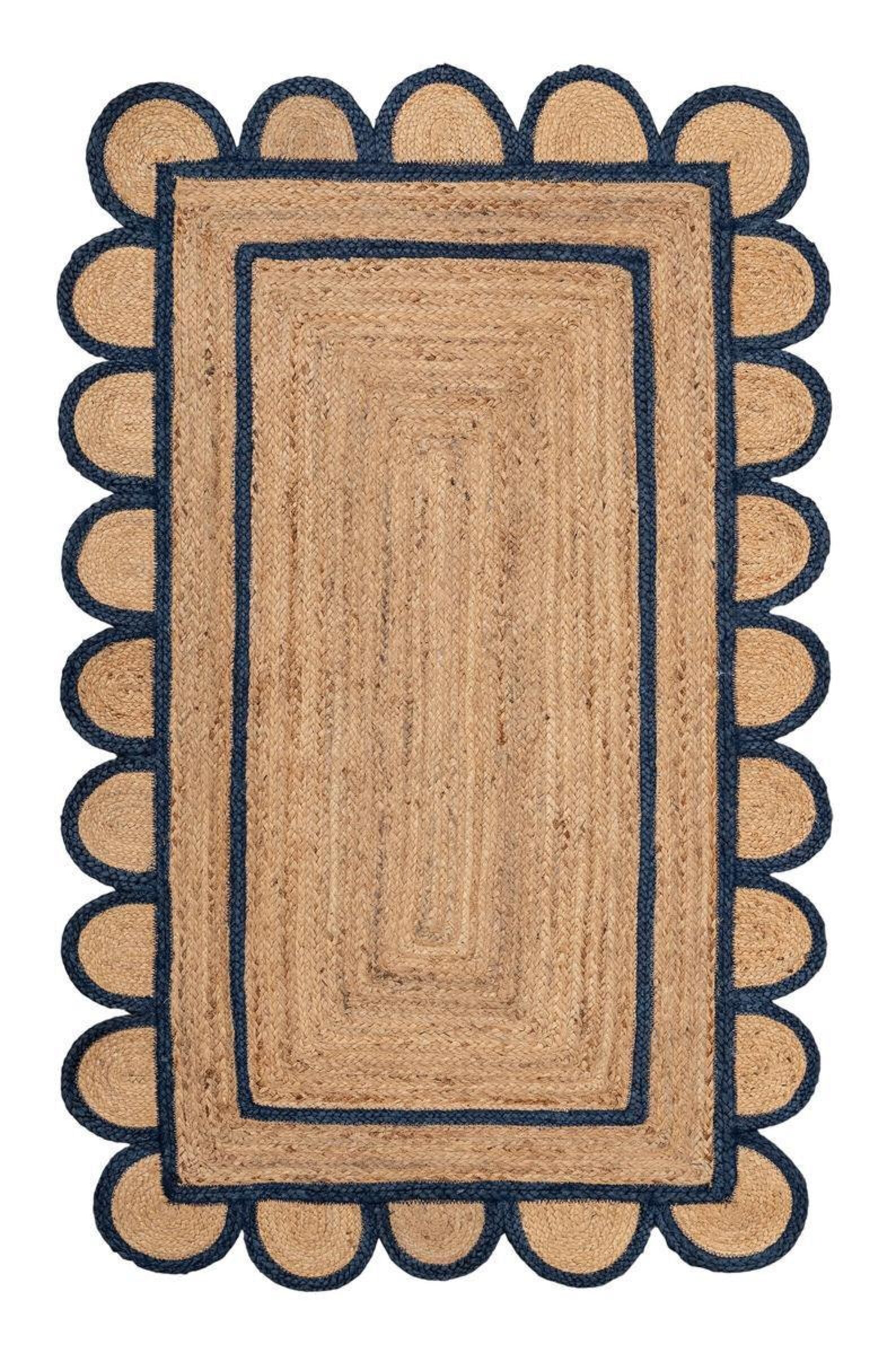 Braided Scalloped Jute Rug Scallop Rug Boho Rug Natural Etsy