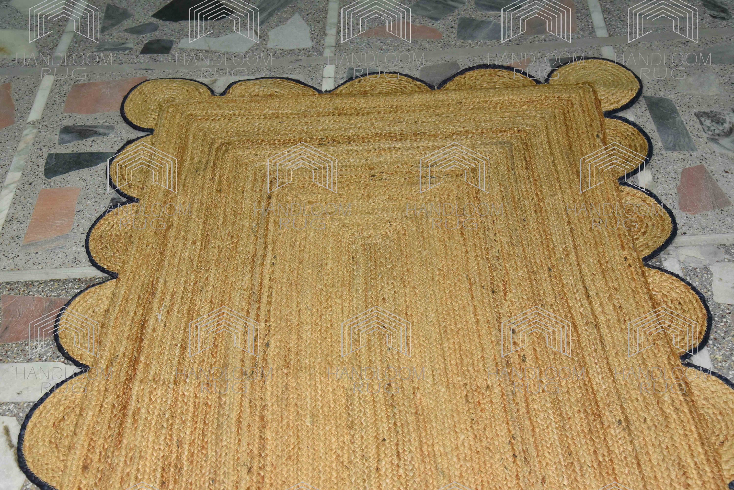 Braided Scalloped Jute Rug Scallop Rug Boho Rug Natural Etsy