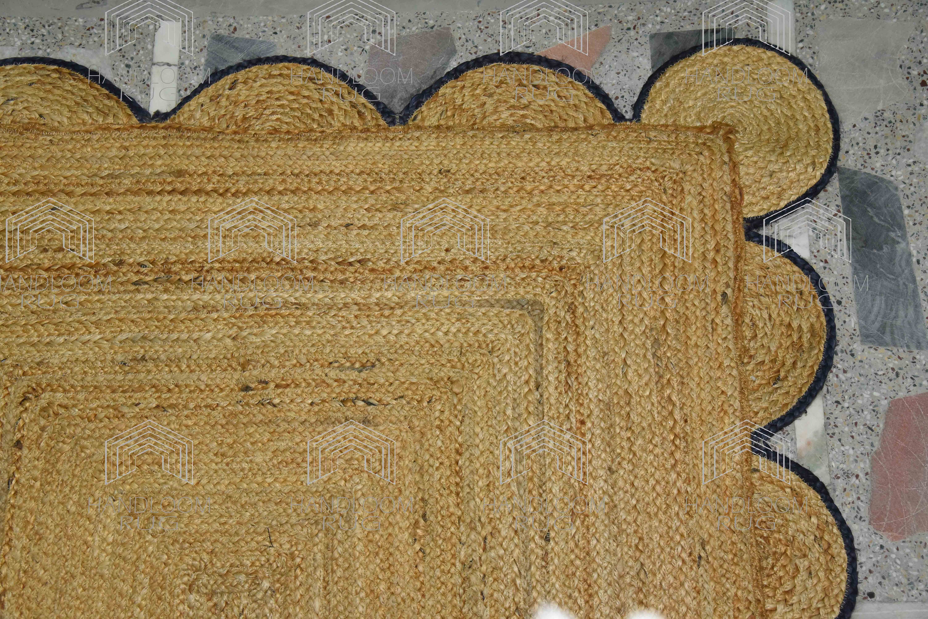 Braided Scalloped Jute Rug Scallop Rug Boho Rug Natural Etsy