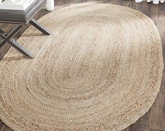 9x12,10x14 Ft. Braided Floor Rug Handmade Jute Rug,Natural Jute Oval Rag Rugs Indian Handmade Ribbed Solid Area Rugs, Beautiful Floor Rug