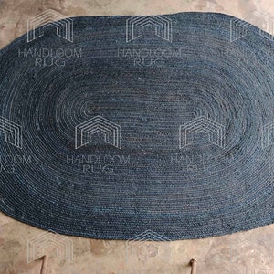 Hand Braided Oval Jute Rug: Indian Kilim, Custom Size