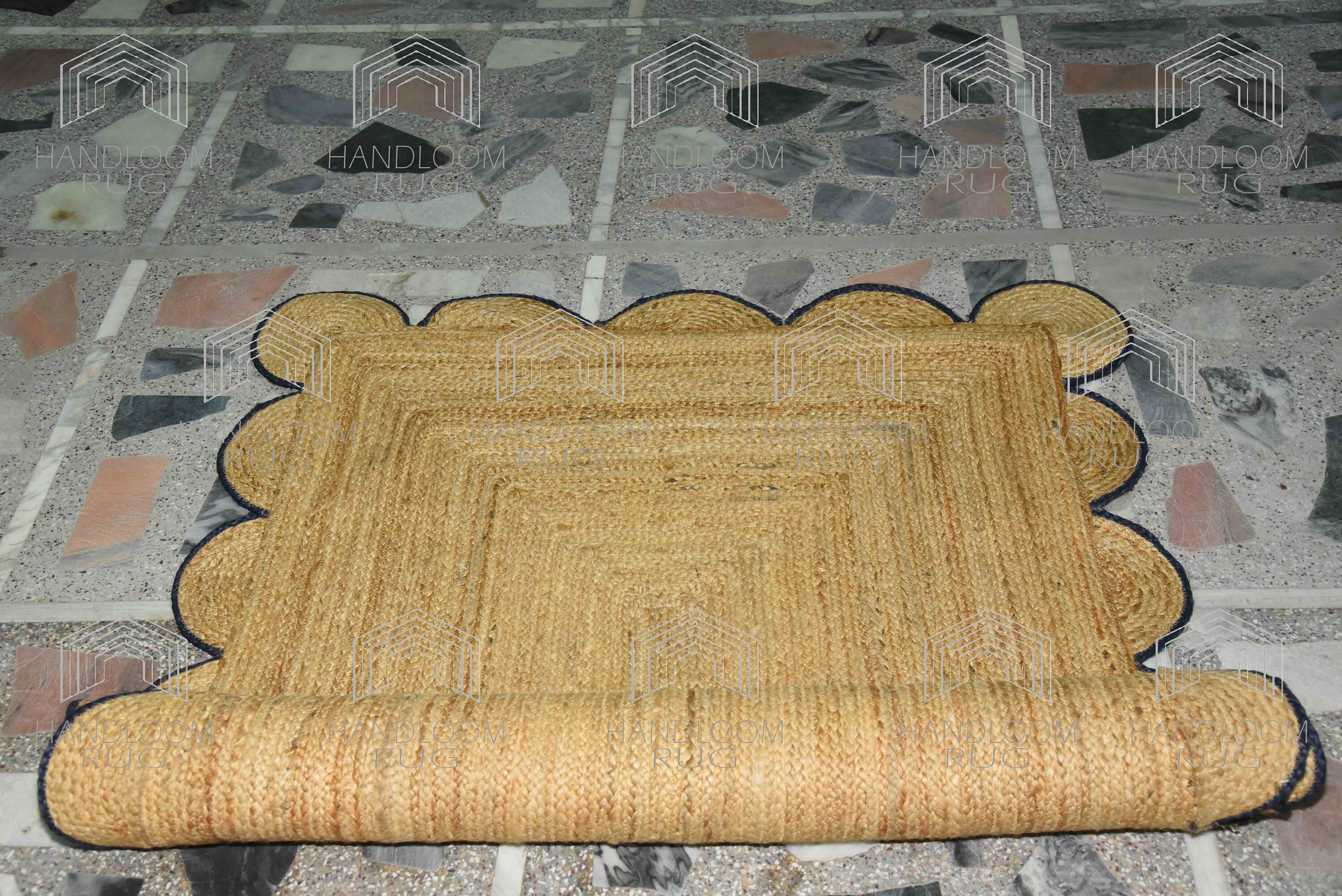 Braided Scalloped Jute Rug Scallop Rug Boho Rug Natural Etsy