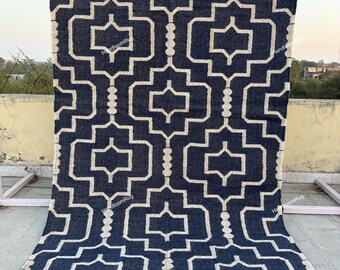 Handwoven Wool Jute Kilim Rug, Wool Jute Rug, Kilim Jute Rug, Flatweave Rug, Bohemian Rug, Indian Dhurrie Rug, Navajo Kilim Rug, Custom Rug