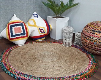 Braided Jute Round Area Rug: Eco-Friendly Boho Decor Round