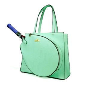 NiceAces 2 racquets tennis tote bag designed and combined sport and style together from tennis players for tennis lovers- Mint Green