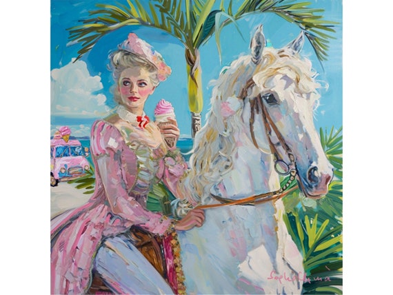 Grandmillennial art, Let Them Eat Ice Cream, whimsical fine art