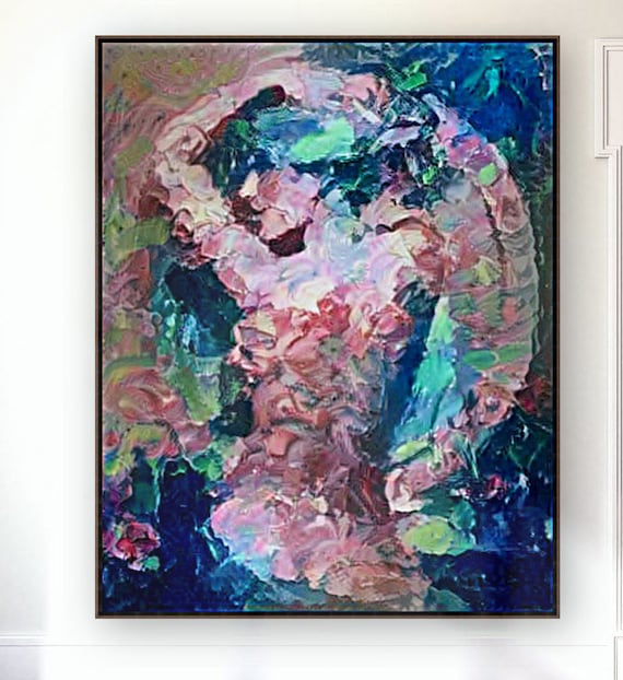 Nude in pink and turquoise