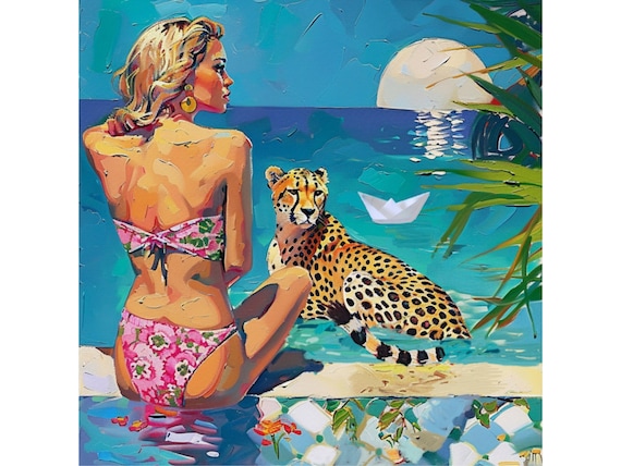 grandmillennial art, The Sunset Watchers, oil painting