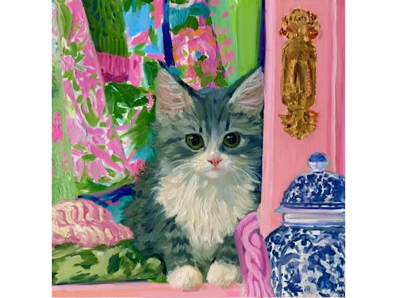 A Purrfect Hiding place, whimsical kitten art