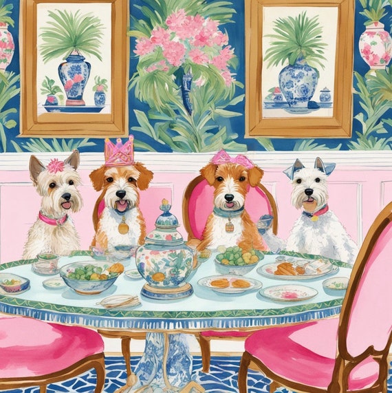 Grandmillennial art, Dinner is served, whimsical fine art