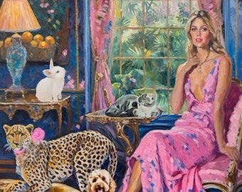 Custom Oil or Watercolor Portrait: Grandmillennial Style Commission Art