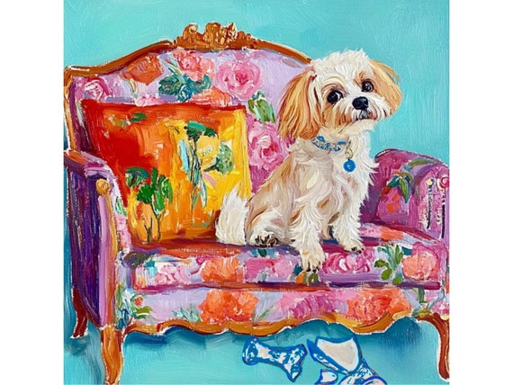 Grandmillennial art, Innocent until proved guilty, whimsical dog print