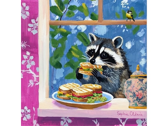 Grandmillennial art, A Yummy Sandwich, whimsical fine art