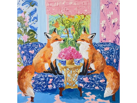 Grandmillennial art, Gossipers, whimsical fine art