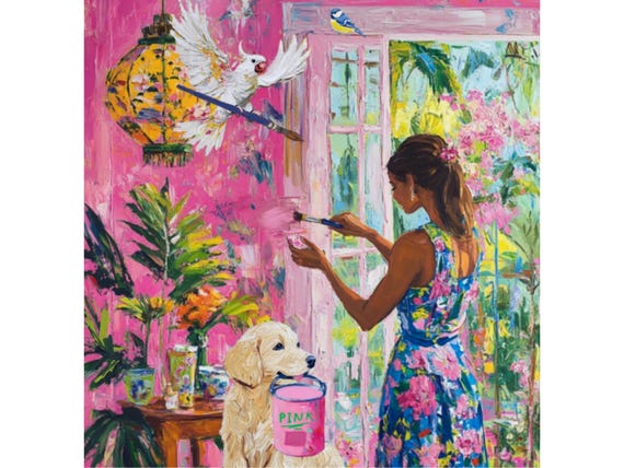 Grandmillennial art, Painters and Decorators, preppy whimsical painting