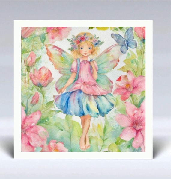 Flower Fairy Watercolor Print: Child's Room Art (30x30cm)